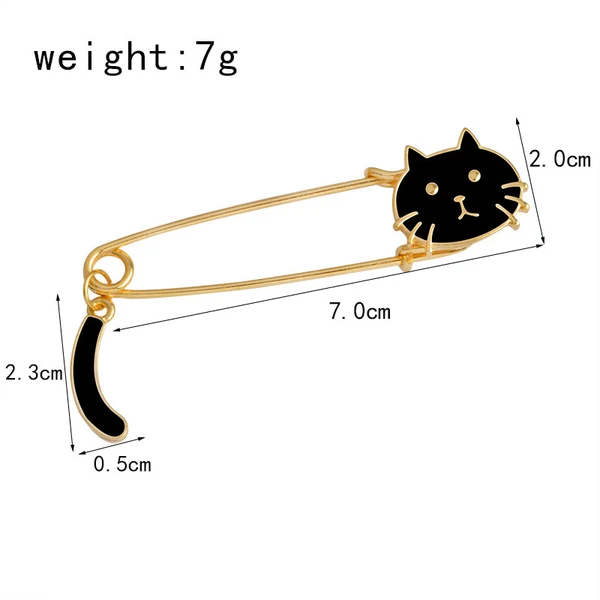Optimized Maxbell Women Gold Alloy Metal Kilt Pin Animal Cat Brooch Large Safety Pin Black Fast