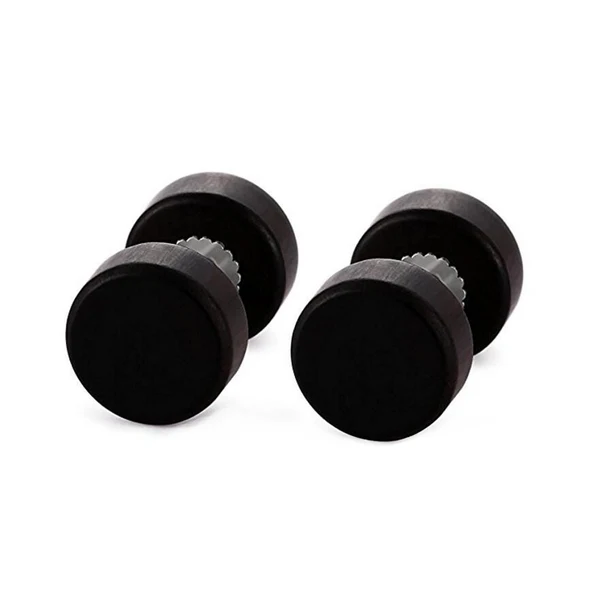 High-End Maxbell Wood Wooden Women Mens Stud Earrings Ear Plugs Piercings Screw 8mm Black Consistent