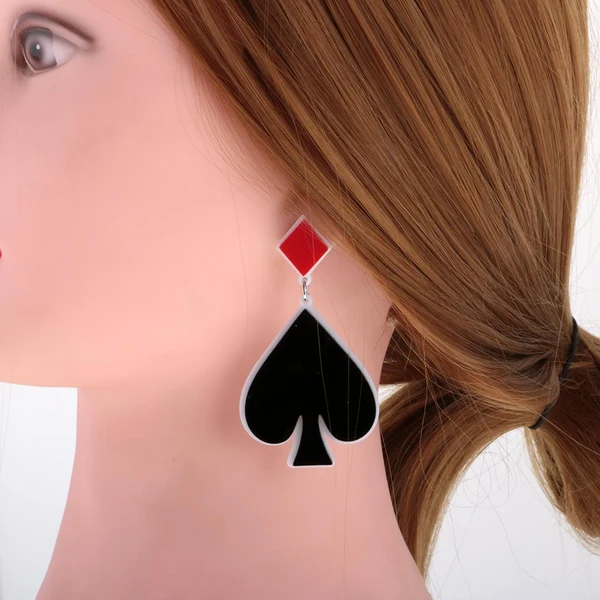 Refined Maxbell 9cm 6cm Exaggerate Acrylic Poker Card Dangle Earrings Lady Game Costume 6cm Natural