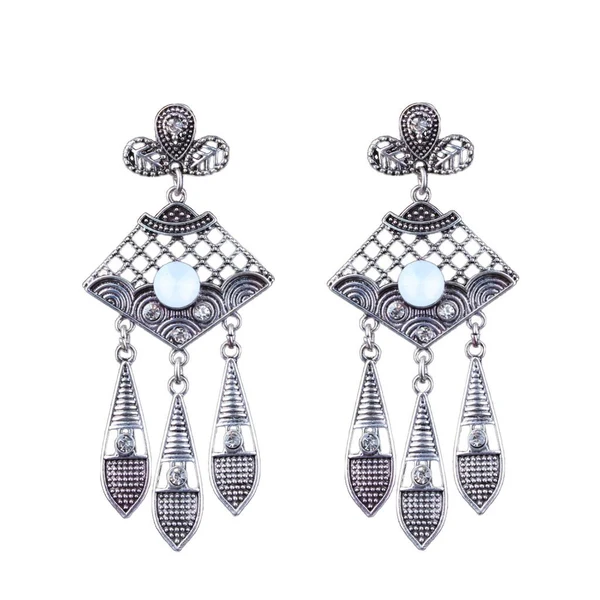 Stylish Maxbell Women's Vintage Boho Artificial Gemstone Crystal Tassel Dangle Drop Earrings Natural