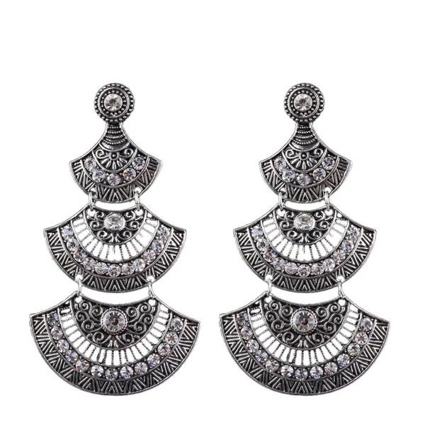 Authentic Maxbell Women's Vintage Crystal Flower Metal Dangle Drop Earrings Ear Studs Minimalist