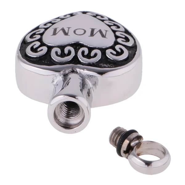 Clean Maxbell Stainless Steel Heart Cremation Pet Ashes Holder Urn Keepsake Pendant MOM Fine Crafted