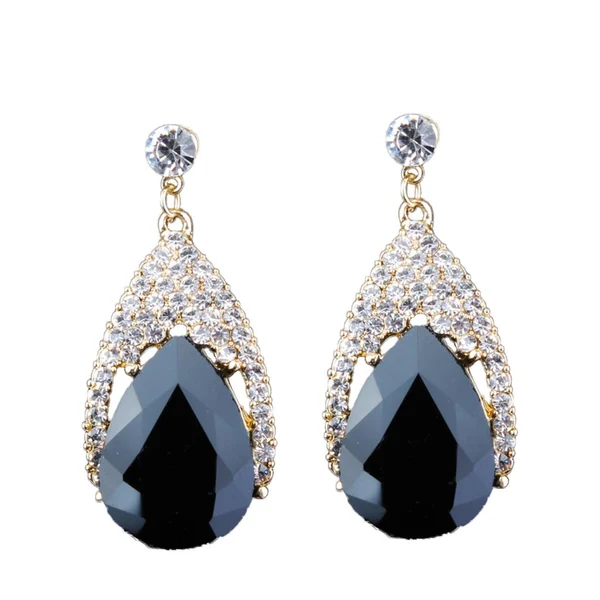 Responsible Maxbell Vintage Glitter Rhinestone Diamante Teardrop Drop Dangle Earrings Black Elegant
