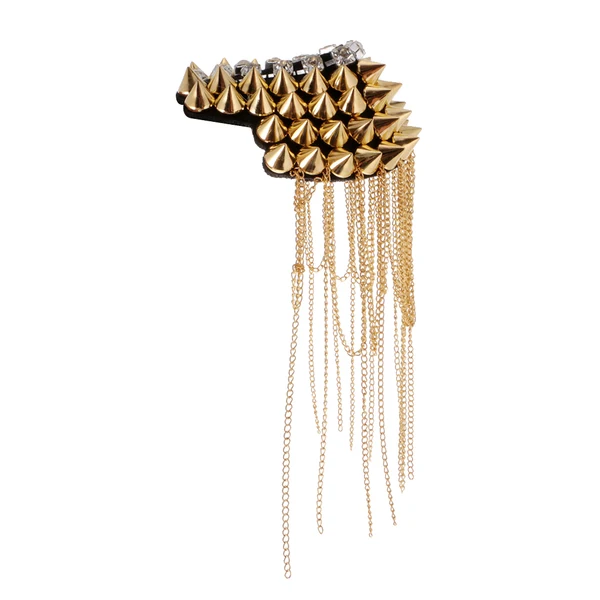 Expertly Made Maxbell Punk Tassel Epaulette Rivet Shoulder Board Mark Costume Brooch Badges Gold Elite