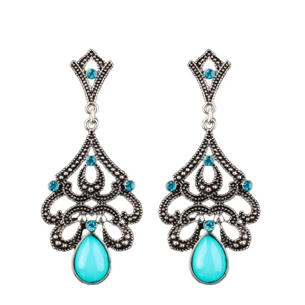 Dependable Maxbell Women's Vintage Boho Blue Artificial Gemstone Crystal Flower Dangle Earrings Proven