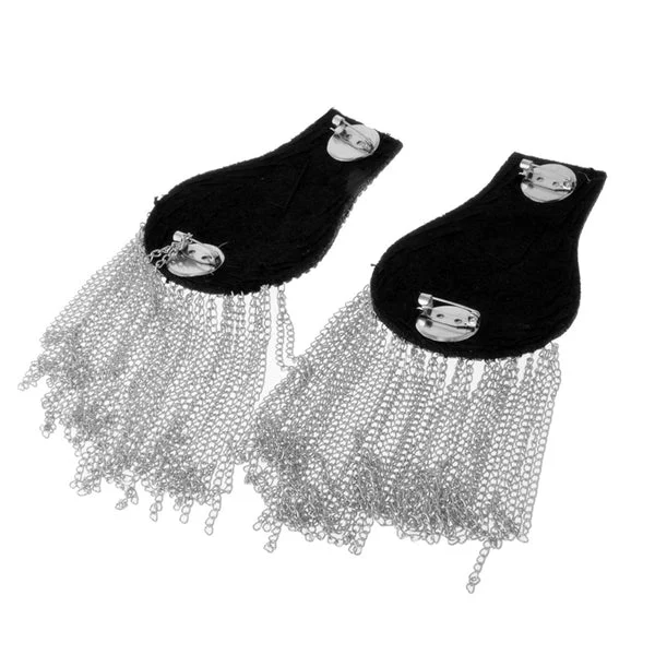First-Class Maxbell 1 Pair Tassel Epaulette Shoulder Board Mark Costume Brooch Badges Silver High-Performance