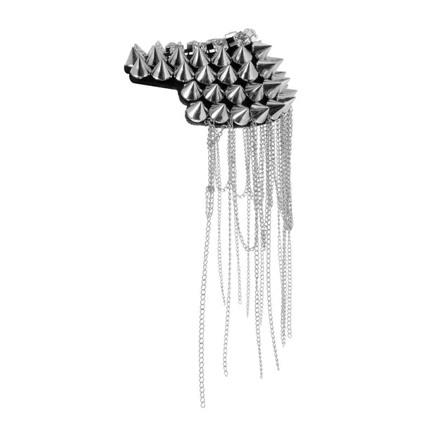 Expertly Made Maxbell Punk Tassel Epaulette Rivet Shoulder Board Mark Costume Brooch Badges Silver Official