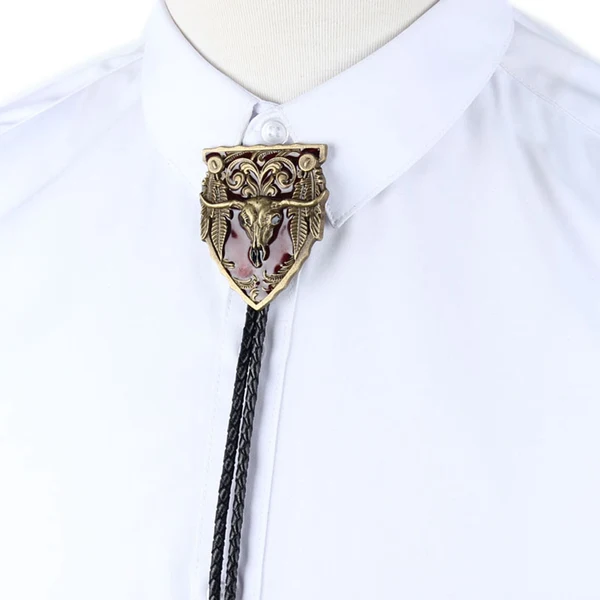 Responsible Maxbell Men's Vintage Western Cowboy Rodeo Cow Bolo Tie Bola Pendant Necklace Red Organic