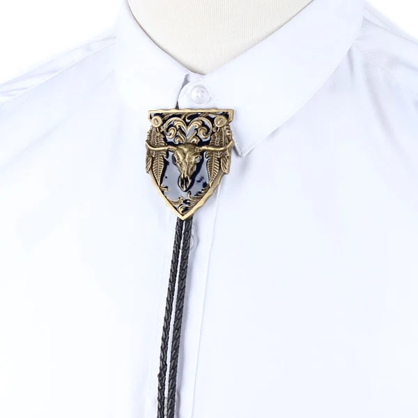 Expertly Made Maxbell Men's Vintage Western Cowboy Rodeo Cow Bolo Tie Bola Pendant Necklace Blue Refined
