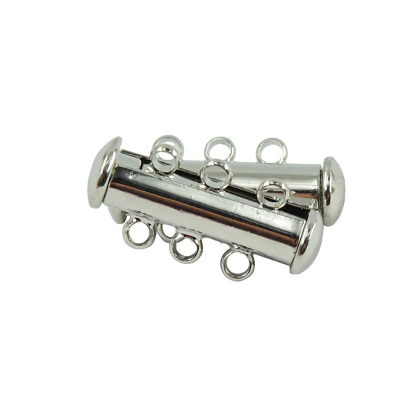 Organic Maxbell 10Pcs Multi 3 Strand Slide Lock Magnetic Tube Brass Clasps DIY Making Silver Luxury