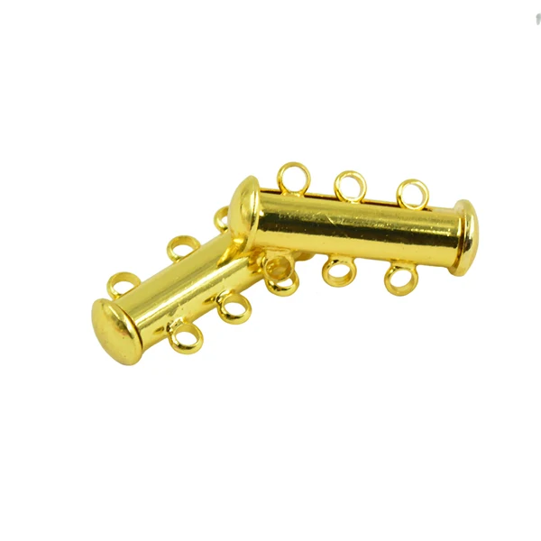 Original Design Maxbell 10Pcs Multi 3 Strand Slide Lock Magnetic Tube Brass Clasps DIY Making Gold Detailed