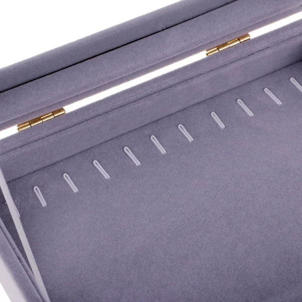 High-Performance Maxbell Glass Top Jewelry Showcase 10 Hooks Necklace Tray Display Organizer Gray Top-Quality