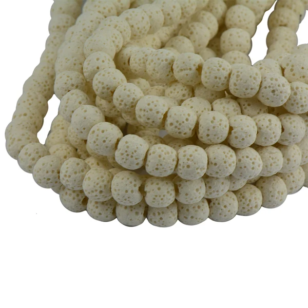 High-Grade Maxbell 6mm Rock Volcanic Gemstone Loose Bead 15'' Round Jewelry DIY White Clean