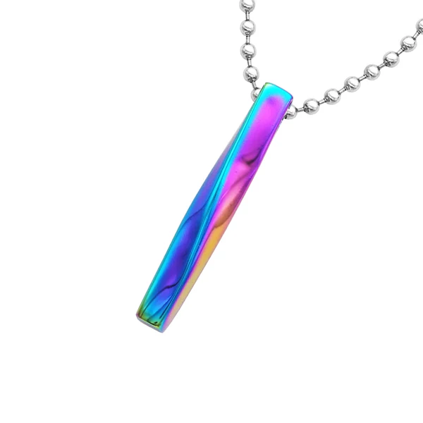 Safe Maxbell Twist Rectangle Column Charm Pendant on Beaded Chian Necklace Cord Rainbow High-Performance