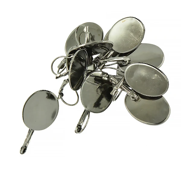 Reliable Maxbell 12 Pieces Leverback Earring Hook Oval Blank Setting DIY Findings Jet Black Organic