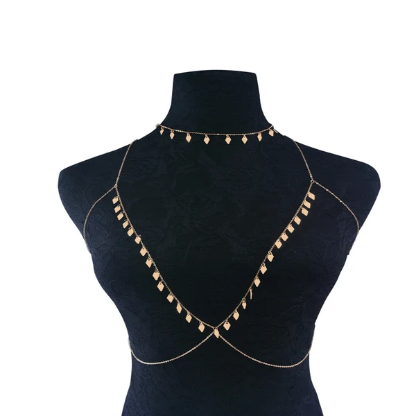 Carefully Designed Maxbell Pretty Shiny Copper Piece Gypsy Bra Chest Body Chain Harness Necklace Silver Superior