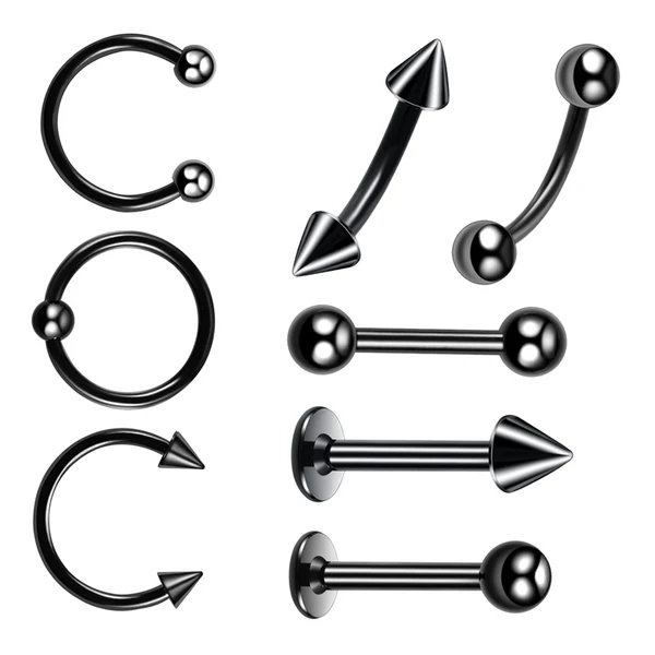 Smooth Maxbell 8 Pieces Black Nose Lip Tongue Studs Eyebrow Tragus Ring Piercings 16g 6mm Reliable