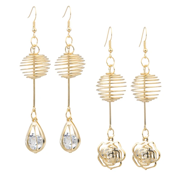 Durable Maxbell Womens Gold Tone Crystal Drop Hook Earrings Wedding Party Flower Earrings Comfortable