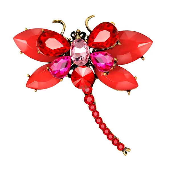Genuine Maxbell Women's Crystal Rhinestone Dragonfly Brooch Pin Wedding Gift Red Recyclable