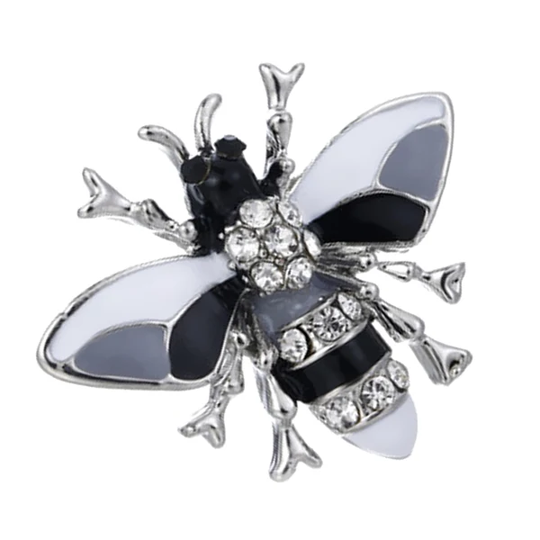 Official Maxbell Enamel Crystal Rhinestone Bee Brooch Pin Insect Lapel Pin Brooch Silver Original Design