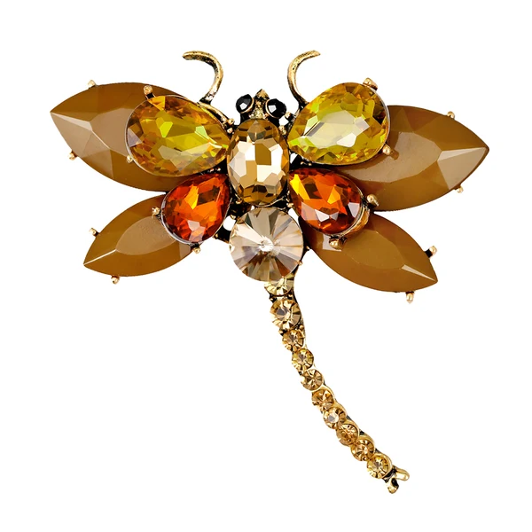 Long-Lasting Maxbell Women's Crystal Rhinestone Dragonfly Brooch Pin Wedding Gift Champagne Organic