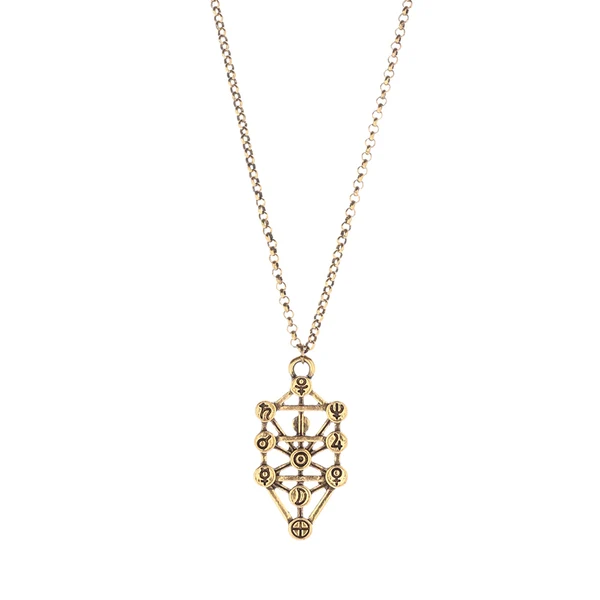 Excellent Maxbell Women Vintage Fruit of Life Tree Geometric Pendant Necklace Chain Gold High-End