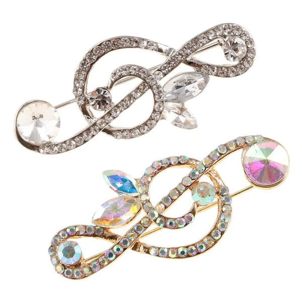 Optimized Maxbell Elegant Crystal Rhinestones Music Note Brooch Pin Jewelry for Musicians Gold Minimalist