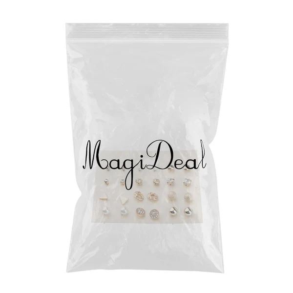 Premium Material Maxbell 12 Pairs Crystal Zircon Women Girls Geometric Earrings Stud Jewelry Gold Modern