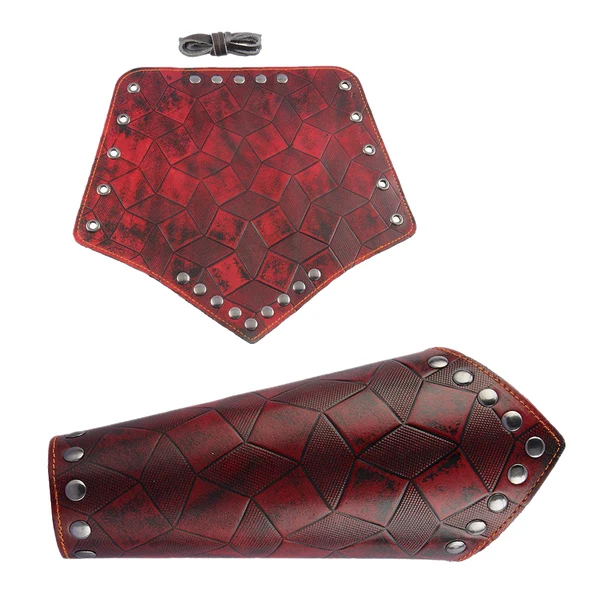 Optimized Maxbell Medieval Unisex Bracers Leather Gauntlet Wristband Bracers Arm Armor Red Prestigious