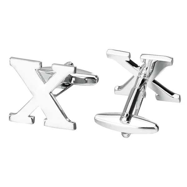 Outstanding Maxbell 1 Pairs Silver Tone Cufflinks Initial Letter Alphabet Shirt Wedding Gift X Original