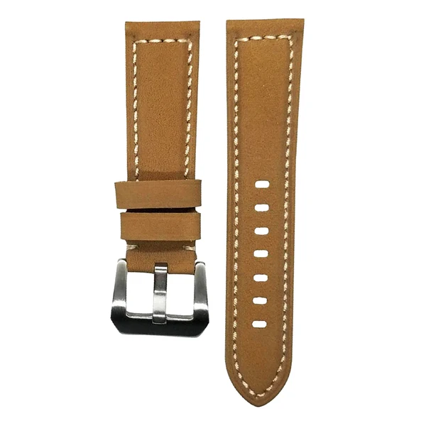 Long-Lasting Maxbell Vintage Hand-Stitched Leather Watch Band - Quick Release Strap Khaki 22mm Sophisticated