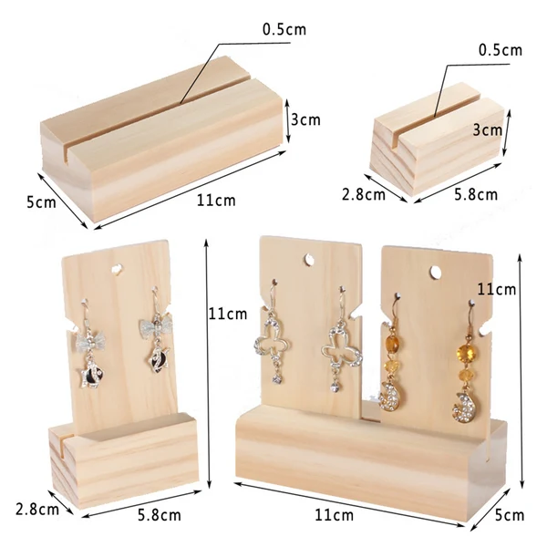 Consistent Maxbell Natural Wooden Earring Holder Stand Jewelry Organizer Display Storage Rack S Dependable