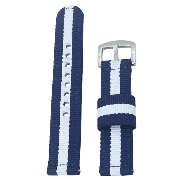Trusted Maxbell Men Women Striped Nylon Watch Band Strap Blue White 20mm Detailed
