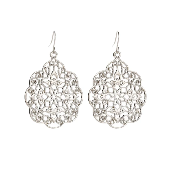 Exceptional Maxbell Vintage Bohemia Women Hollow Flower Drop Dangle Earrings Ear Hook Silver Sophisticated