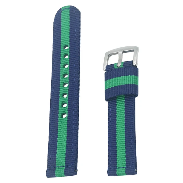 Traditional Maxbell Men Women Striped Nylon Watch Band Strap Dark Blue Green 20mm Comfortable