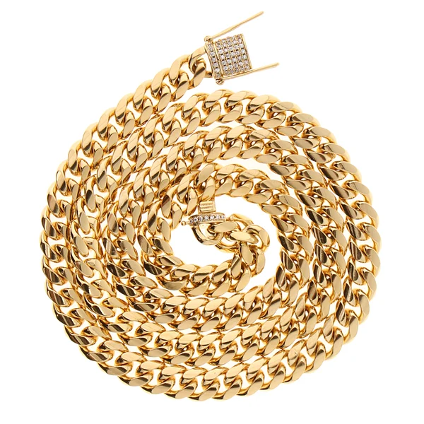 Soft Maxbell Golden Stainless Steel Biker Curb Link Chain Necklace Punk 26inch Golden Secure