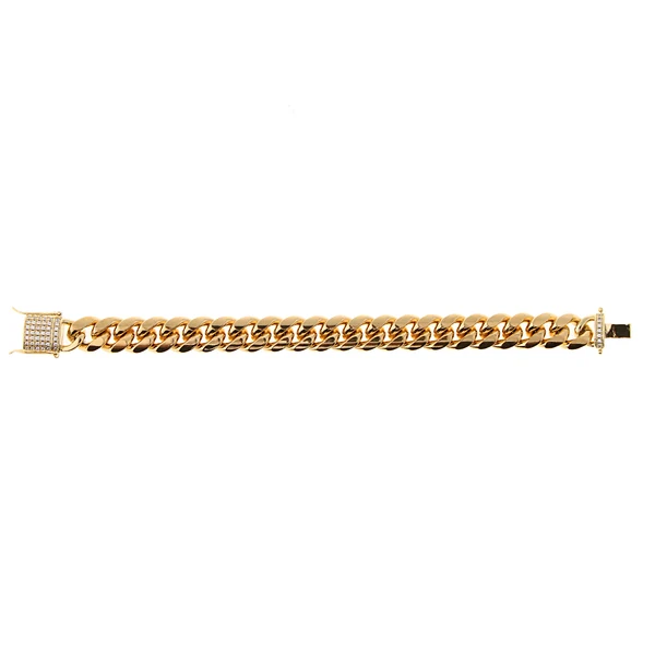 Flexible Maxbell Hip Hop Gold Plated Finished Miami Cuban Link Chain Bracelet Bangle 14mm High-End