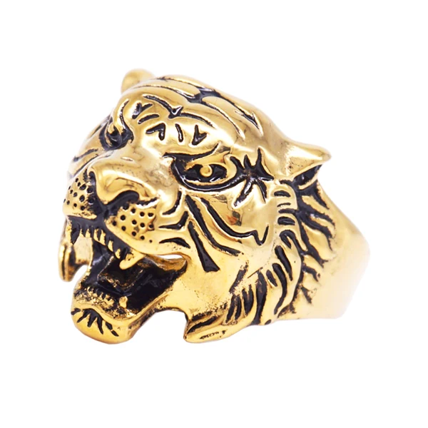 Superior Maxbell Stainless Steel Ring Vintage Gothic Tribal Biker Tiger Head Band US Size7 Exclusive