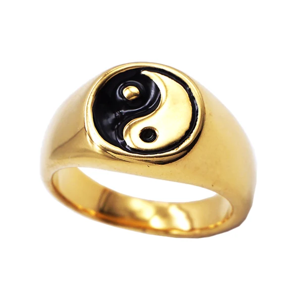 Environmentally Friendly Maxbell Stainless Steel Tai Chi Ring Yin Yang Spinner Amulet Ring Size 7-13 Size 7 Fashionable