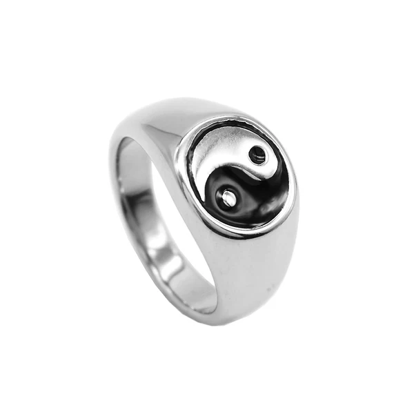 Certified Maxbell Retro Stainless Steel Tai Chi Finger Ring Yin Yang Spinner Ring US Size 7 Artisan