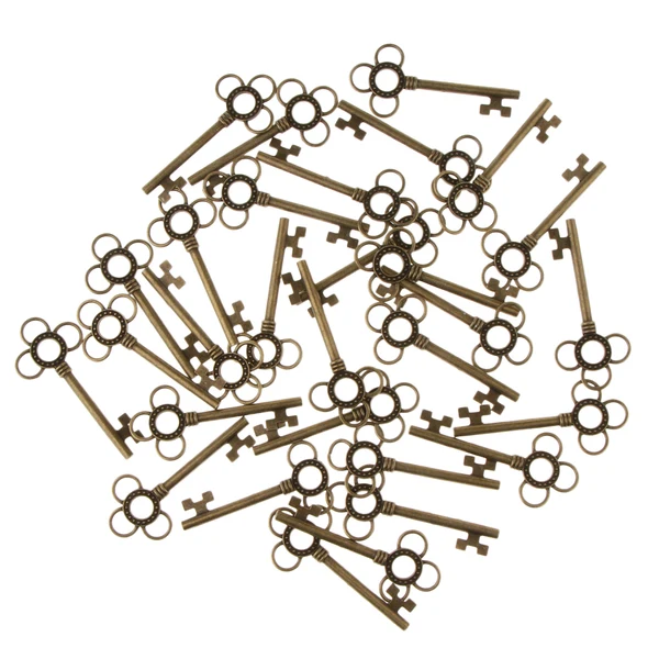High-Quality Maxbell 30 Pieces Ethnic Key Hollow Charm Pendant Jewelry DIY Makings Antique Brass Recyclable