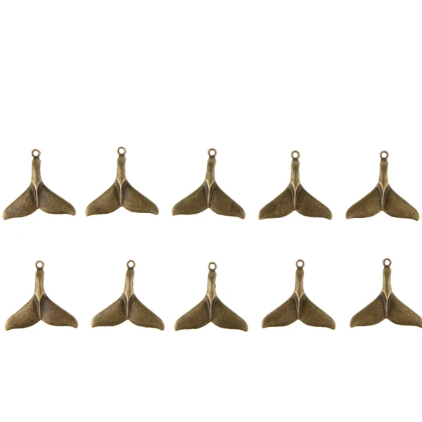 Innovative Maxbell 50 Pieces Sea Animal Whale Tail Pendant Findings Bead Crafts Antique Cyan Reliable