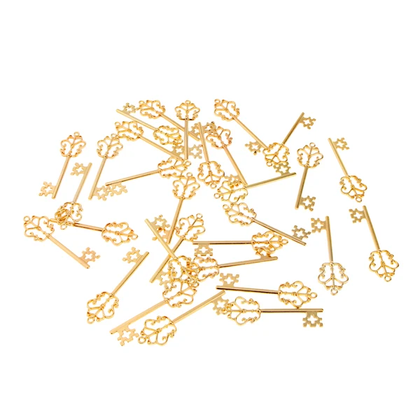 Breathable Maxbell 30 Pieces Vintage Key Hollow Charm Pendant Jewelry DIY Making Gold Certified