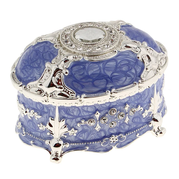 Functional Maxbell Oval Metal Vintage Jewelry Box Gift Earrings Ring Storage Box Purple Exclusive