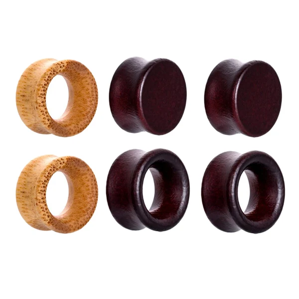 Professional Maxbell 3 Pairs Natural Wooden Flared Expander Gauges Tunnel Ear Piercing 20mm Functional