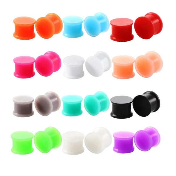 Original Maxbell 12 Pairs Silicone Flared Expander Gauges Plug Tunnel Ear Stretching 10mm Trusted