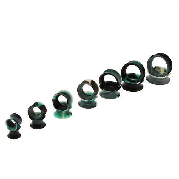 Trendy Maxbell 7 Pairs Flexible Silicone Ear Gauges Thin Soft Plugs Flesh Tunnels Colors 5 Solid