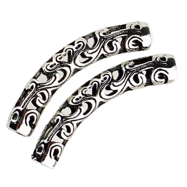 Outstanding Maxbell Tibetan Silver Curved Tube Bead DIY Jewelry Necklace Bracelet Craft 5.5x36mm Trusted