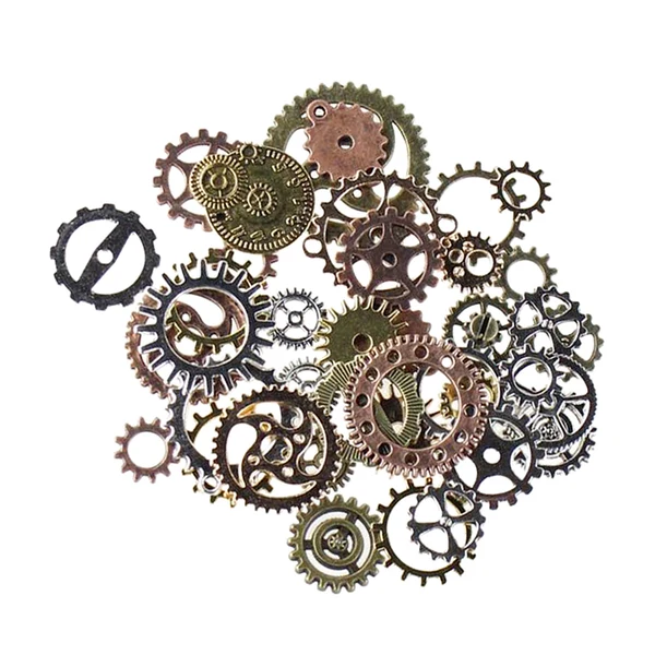 Long-Lasting Maxbell 50g Antique Gears Pendant Steampunk Charm Jewelry Finding DIY Multicolor Top-Quality