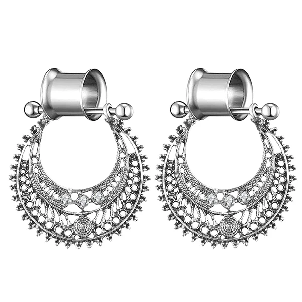 Innovative Maxbell Women Bohemia Ethnic Ear Plug Expander Earring Hollow Dangle Earrings 6mm Antique Silver 8mm Eco-Friendly